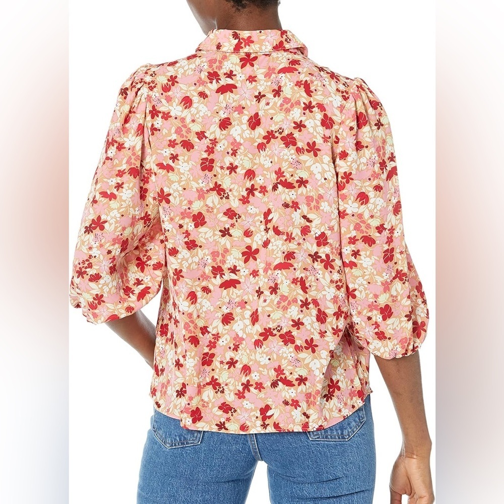 Nanette Lepore Red and Pink Floral Blouse - Picture 2 of 9